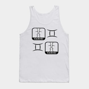 Gemini Birth Sign - Black Tank Top